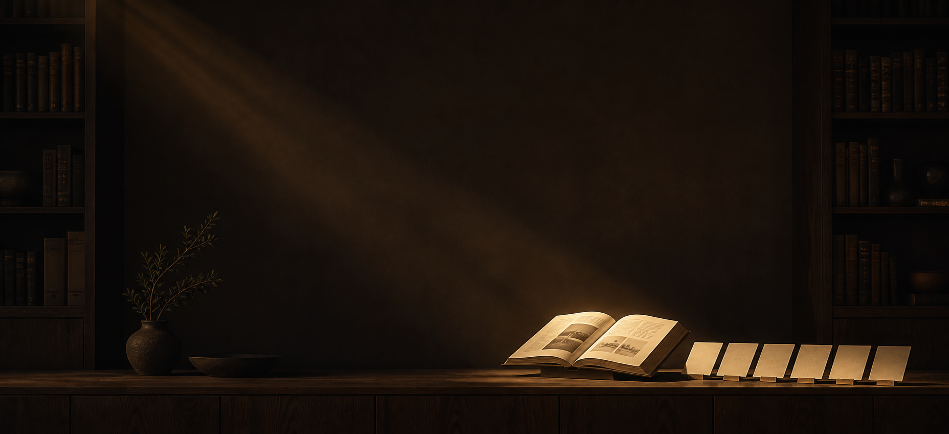 Warm licht over een gelaagde contentstructuur